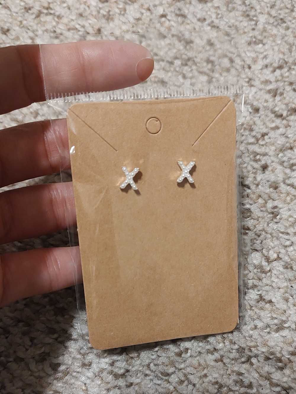 Silver Crystal 'X' Stud Earrings